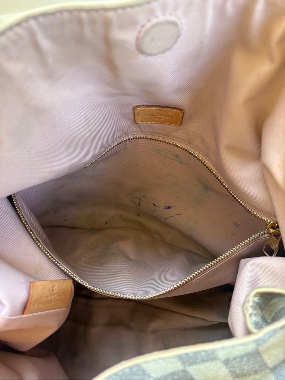 Louis Vuitton Damier Azur Graceful MM Checkered Shoulder Bag in Cream and Gray - Picture 10 of 10